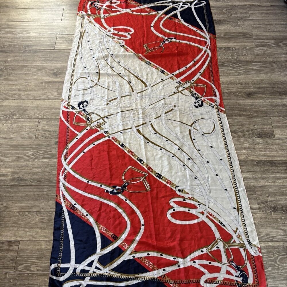 Luxury Silk Scarf for Women‎ Elegant Headband/Neck Wrap Chain Print 71" x 34"